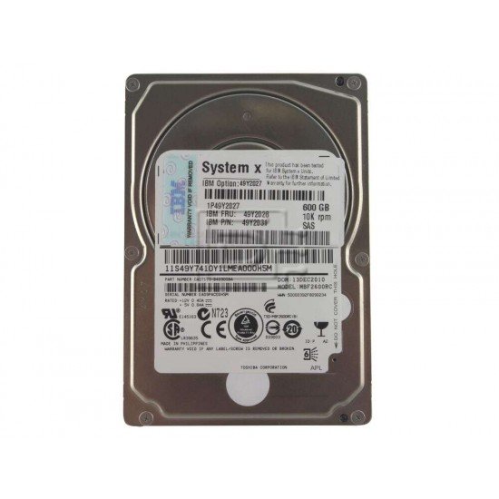 IBM 600GB 10K 2.5 SAS SFF SS HDD - 49Y2027 